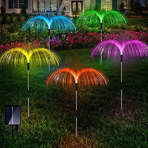 Solar Outdoor Lights 5 Pack, 7 Color Changing Solar Garden L