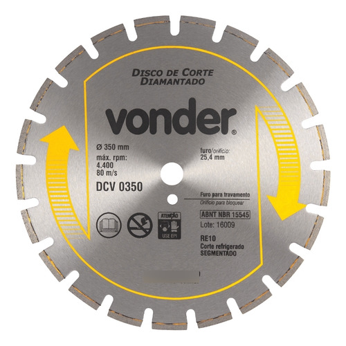 Disco Diamantado Para Asfalto E Concreto Dcv 0350, Vonder