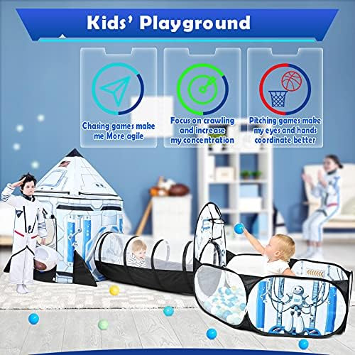 White Rocket Ship Kids Ball Pit Con Play Tent Y Play Tunnel,