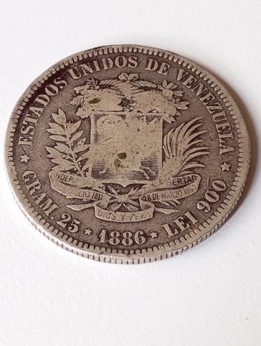 Moneda De 5 Bs Fuerte De Plata De 1886