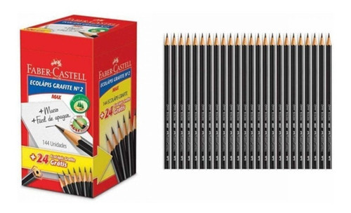 Caixa 168 Lápis Faber Castell Preto Grafite Nº2 Escrever 