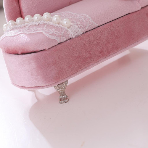 Encaje Faux Pearl Sofá Caja De Joyería Organizador Caja De