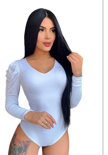 Hermosa Blusa Camiseta Body Cuello Redondo Manga Larga Dama