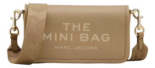 Bolsa Marc Jacobs The Leather Mini 2s4smn080s02 Acabado De Los Herrajes Oro Color Marrón Claro Correa De Hombro Marrón Claro Diseño De La Tela Lisa
