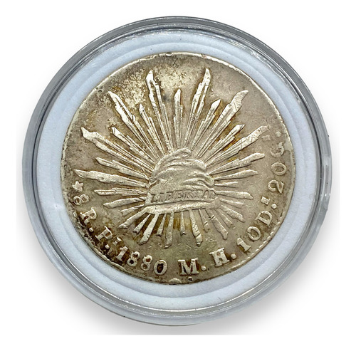 Auténtica Moneda De Plata 8 Reales San Luis Potosí M H 1880