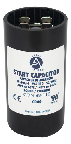 Appli Parts Condensador Capacitor Arranque 88-106 Mfd (