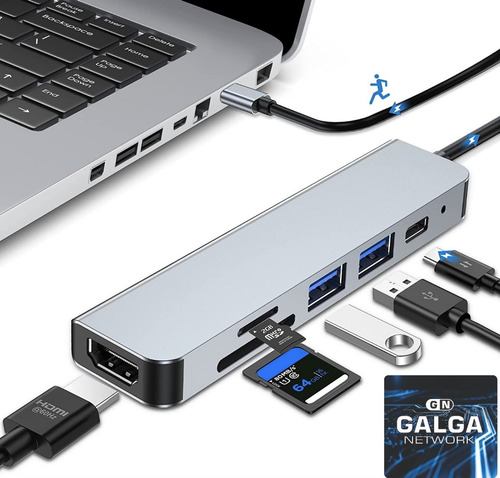 Imagen 3 de 10 de Hub Adaptador Tipoc (hdmi+2xusb 3.0+sd+microsd+tipoc Hembra)