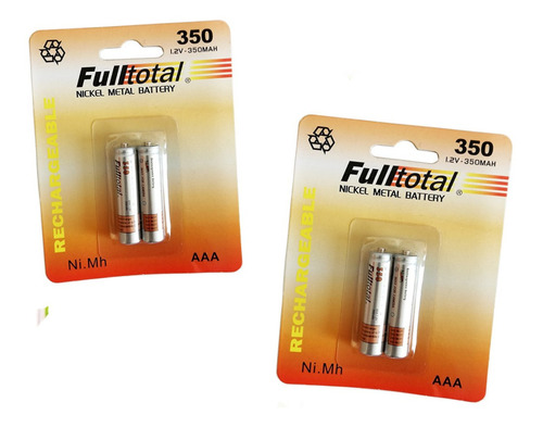 Set 4pilas Recargables Aaa Full Total 350mah 