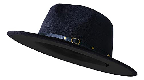 Kujuha Sombrero De Vestir Fedora De Ala Ancha En Dos Tonos, 