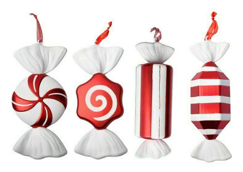 Decoración Navideña Para Colgar Caramelos, 32 Cm, Color Rojo