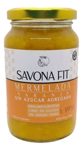 Mermelada De Naranja Sin Tacc C/stevia X 400gr - Savona Fit