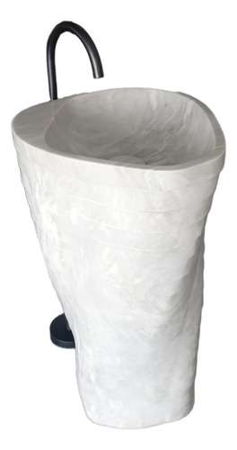 Lavabo Pedestal En Bloque De Mármol Blanco Vortice