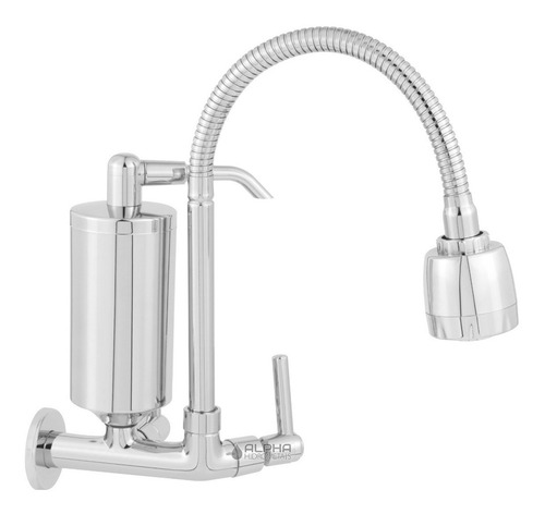 Torneira Filtro Cozinha Parede Gourmet Ducha Cromado C-72 Cor Prateado