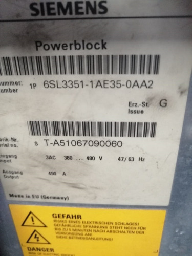 Powerblock Siemens 6sl3351 - 1ae35 - 0aa2  40hp /440 Vac