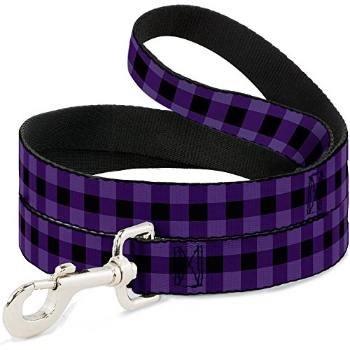 Correa Para Perro Buffalo Plaid Black Purple 6 Pies De Largo