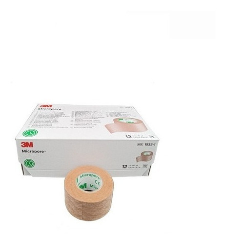 Imagen 2 de 3 de Tela Micropore Color Piel 2,5cm X 9,1 Mt - 3m 1533-1 X 12 Un