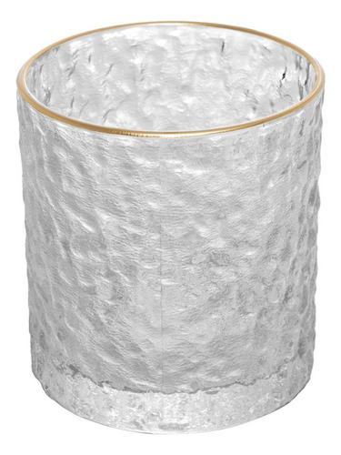 6 Copos Para Whisky De Cristal Martelado Fio De Ouro Lyor