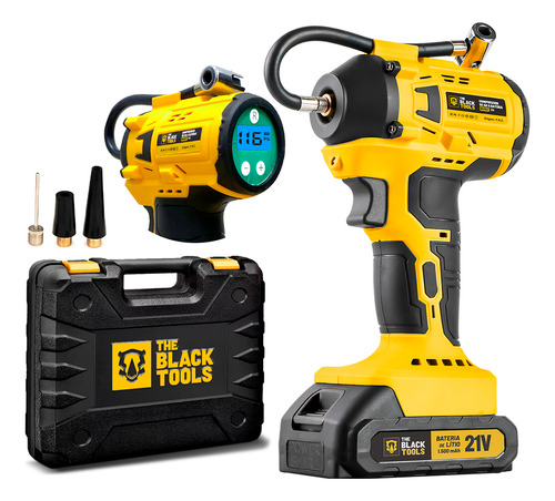 Compressor De Ar 21v + Chave Impacto Sem Escovas Com Maleta