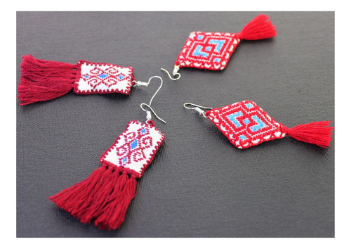 Pack 80 Par Aretes Bordadas Artesanales Mayoreo