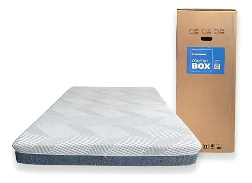 Suavegom colchón en caja confort box 2 plazas 140x190 espum color blanco y gris
