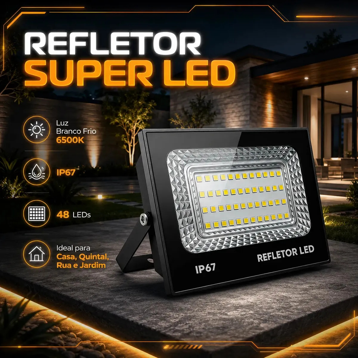 kit 2 Refletor Led 200w Holofote Bivolt Prova D'água Cor…