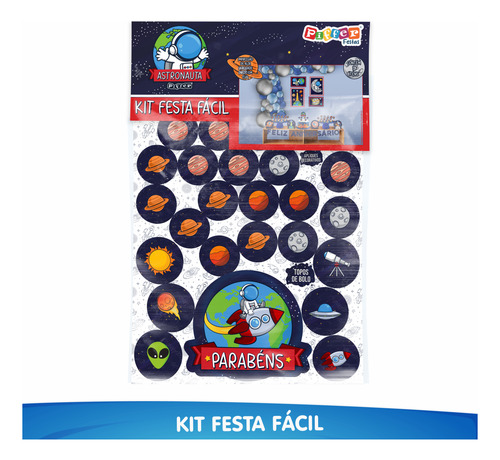 Kit Festa Pronta Decoração Astronauta Espaço - 40 Unid