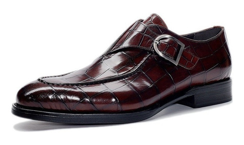 L Mocasines Hombre Business Formal Zapatos Cuero Plaid