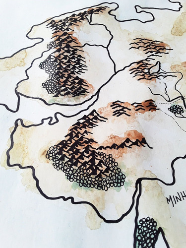 Imagen 3 de 8 de Lámina Lord Of The Rings Mapa Tierra Media Pintado A Mano