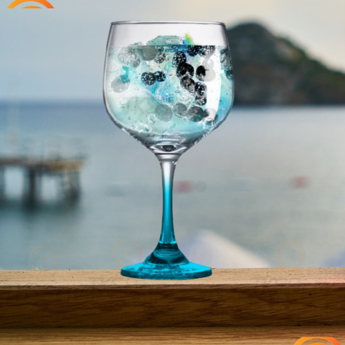 Copa de ginebra azul ideal para bebidas con base Tanqueray Beefeater Bulldog, color azul