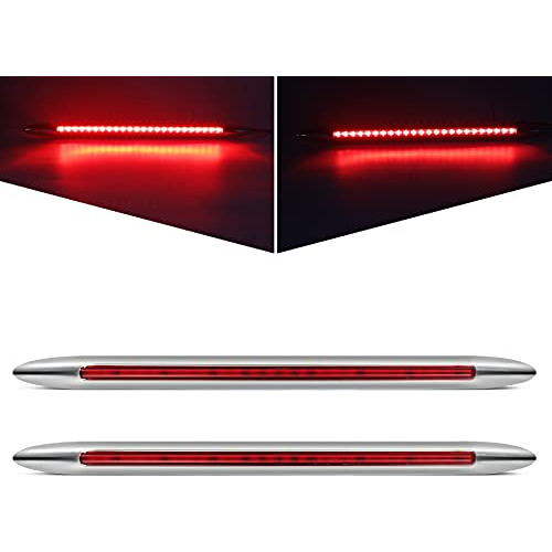 2 Barras De Luz Led Cromadas De Línea Plana Roja De 17...