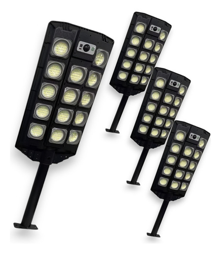 Pack X4 Foco Led Solar Con Sensor Movimiento Y Control 600w
