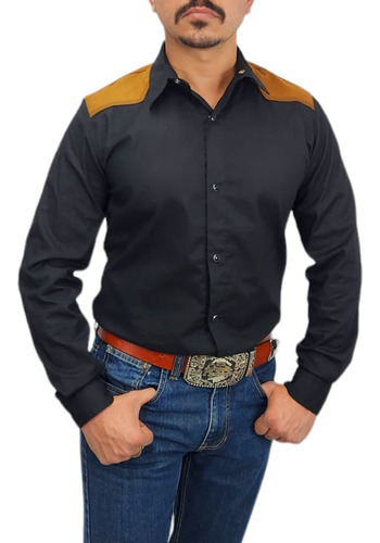 Camisa Vaquera Para Caballero Bad Bull Slim Manga Larga.