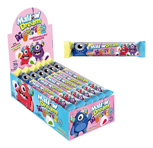 Marshmallow Bombom Mallowdream Monster Frutas Display 24 Un