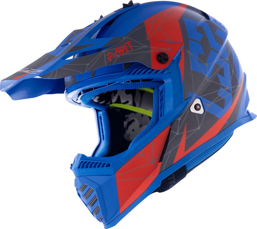 Capacete Ls2 Motocross Cross Mx437 Fast Alpha Azul Fosco