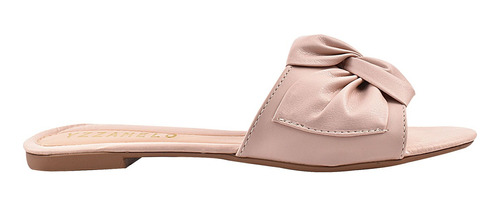 Sandalia Chinelo Feminino Slide Laço Cruzado Nude Leve Macio