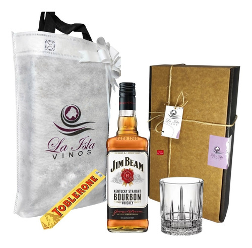 Whisky Jim Beam White Para Regalo + Vaso Y Toblerone 