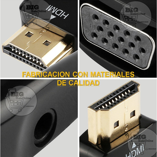 Imagen 4 de 7 de Cable Hdmi A Vga Adaptador/ Notebook O Pc A Monitor Tv Smart