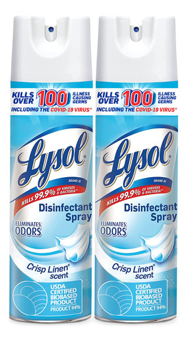 Lysol - Espray Desinfectante, Lino Crujiente, 19 Oz. (paquet