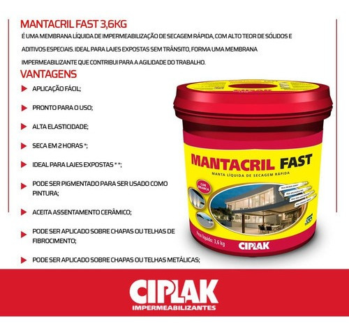 Impermeabilizante Secagem Rápida Mantacril Fast