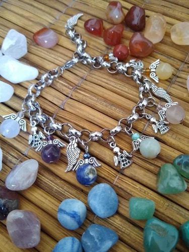 Pulsera Cadena Acero 7 Arcangeles Piedras Naturales