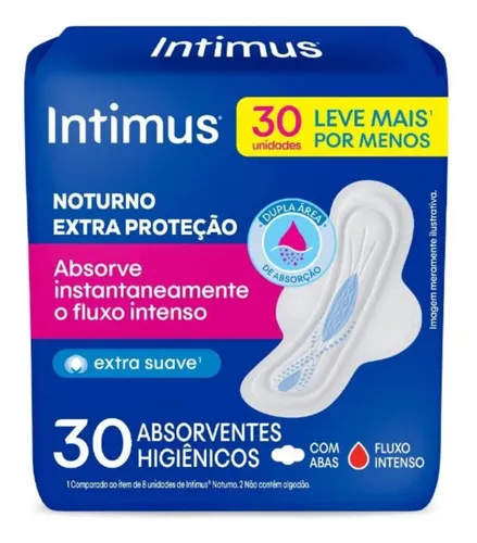 comprar Intimus Absorvente Noturno Cobertura Suave Com Abas 30un