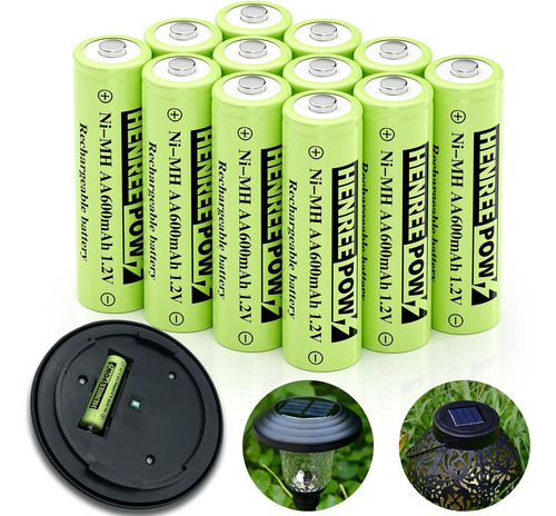 Baterías Aa Recargables Ni-mh, Pilas Solares Aa 1.2v 600mah 