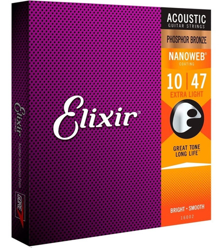 Elixir Phosphor Bronze Cuerdas Para Acústica Nanoweb 10-47