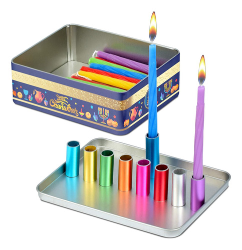 Conjunto De Menorah Magnética De Velas De Colores Niñ...