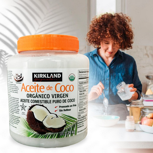 Aceite De Coco Orgánico Virgen, Comestible, Kirkland 2.29 Kg
