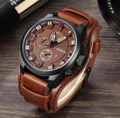 Relógio Masculino Curren Espotivo Pulseira De Couro Orignal