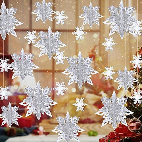 24pcs Navidad Colgante Snowflake Decoraciones 42vcr