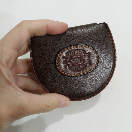 Antiguo Monedero Porta Monedas U Objetos Cuero Marron Oscuro