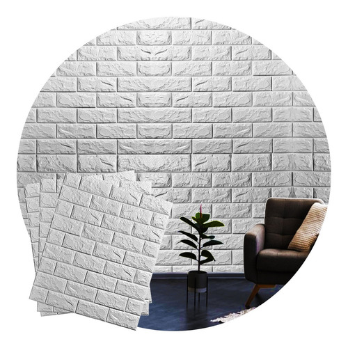 Imagem 1 de 6 de Adesivo Parede 3d Papel De Parede Tijolo Branco Casa Decorar