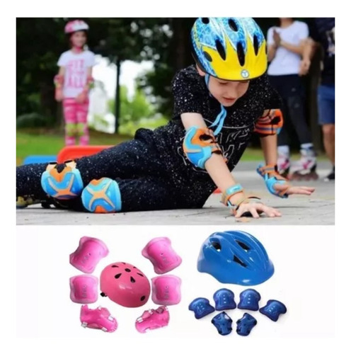 Kit Casco Protección Niños Rodilleras+ Muñequeras+coderas